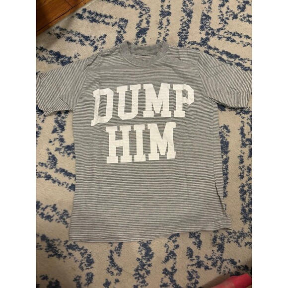 Gray and White Striped Dump Him Baby Tee - Picture 1 of 2